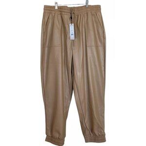 BCBGenrration Revolve Pants Womens Size XL Tan Faux Leather Jogger Ladies‎